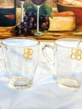 Set of 4 Vintage Baileys Irish Cream Clear Glass 8 oz Coffee Cups Barware